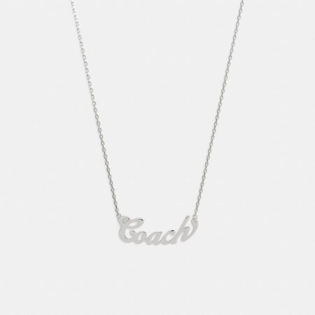 Coach Coach Script Nameplate Necklace - Preorder — Silver