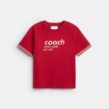 Coach Raglan Jersey T-Shirt In Organic Cotton - Preorder — Red
