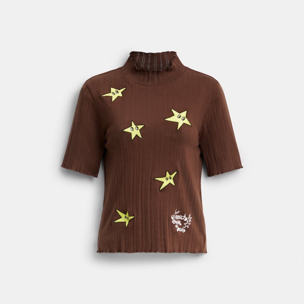 Coach Outlet Coach | Brain Dead Graphic Pointelle Mockneck Top - Preorder