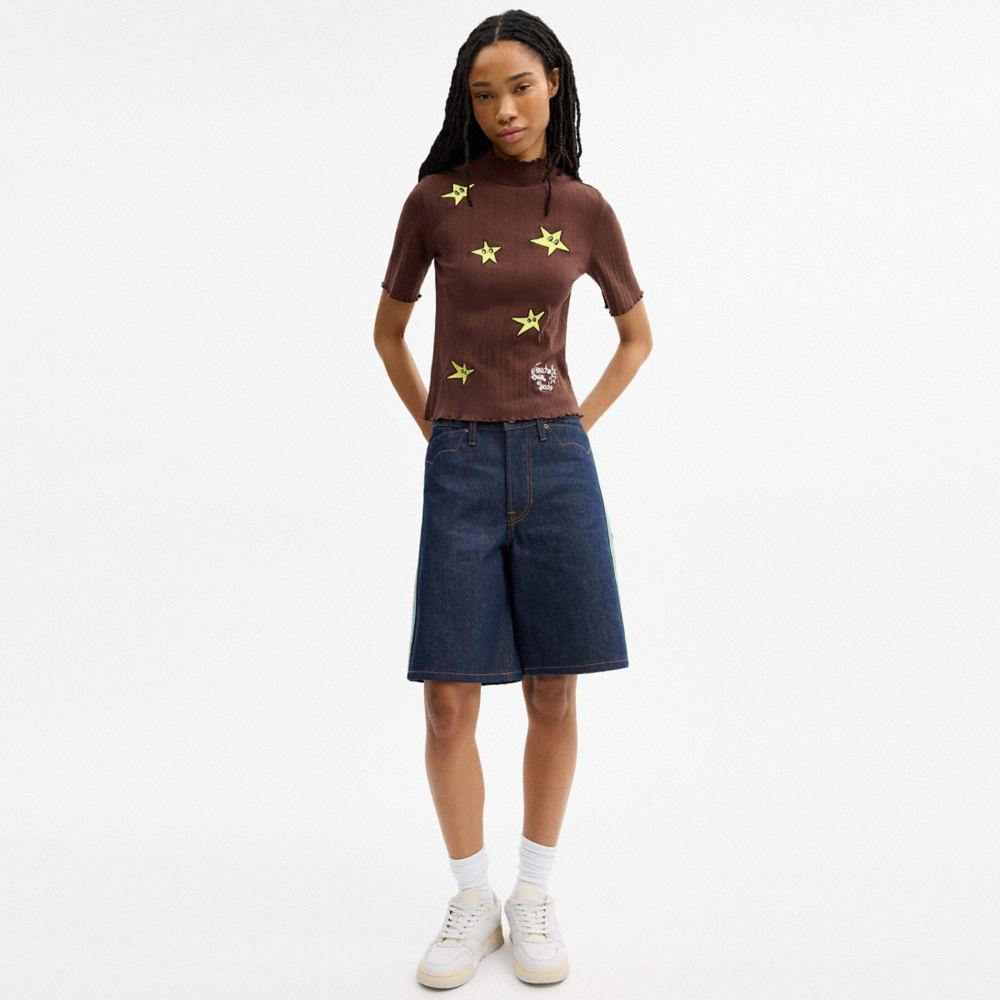 Coach Outlet Coach | Brain Dead Graphic Pointelle Mockneck Top - Preorder