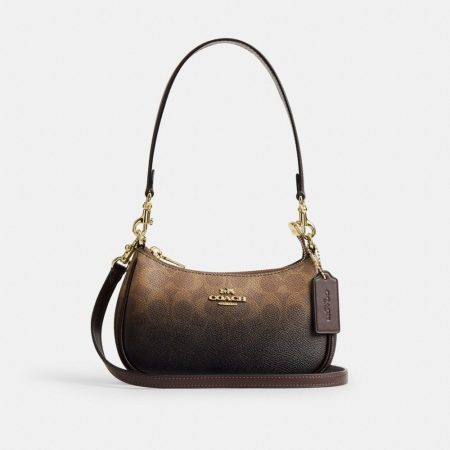 Coach Outlet Teri Mini Crossbody Bag In Ombré Signature Canvas - Preorder — Brass/Brown