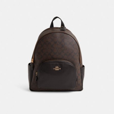 Coach Outlet Restored Large Court Backpack In Signature Canvas - Preorder — Brass/Brown Black