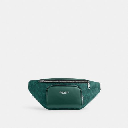 Coach Outlet Racer Small Belt Bag In Signature Canvas - Preorder — Silver/Sea Green