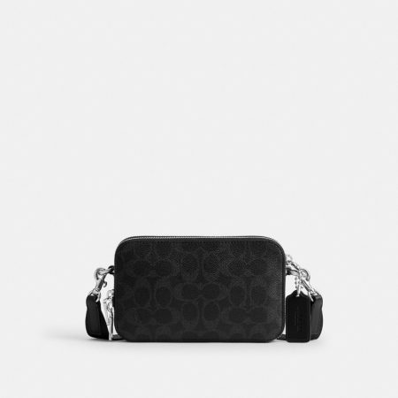 Coach Clinton Crossbody Bag In Signature Canvas - Preorder — Black Signature