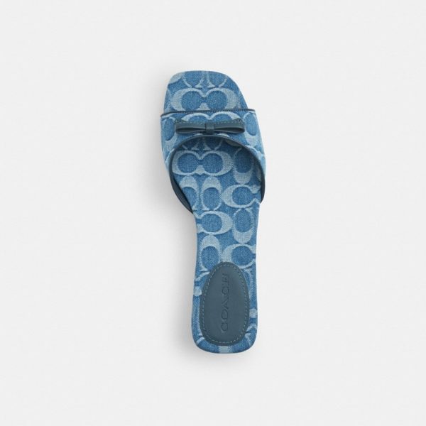 Coach Outlet Bow Kitten Heel Sandal In Signature Denim - Preorder