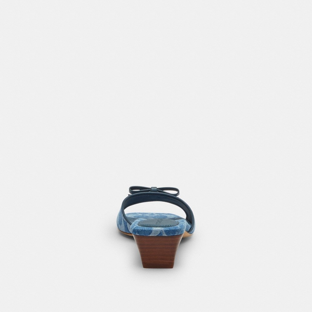 Coach Outlet Bow Kitten Heel Sandal In Signature Denim - Preorder