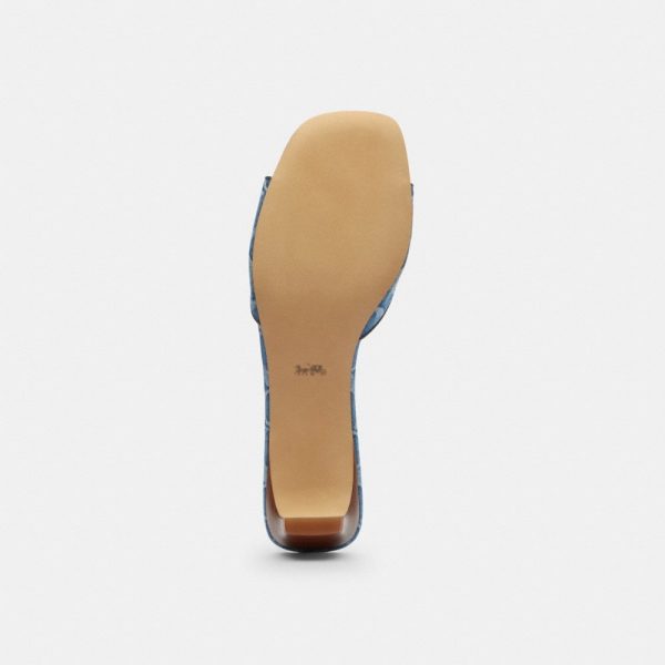 Coach Outlet Bow Kitten Heel Sandal In Signature Denim - Preorder