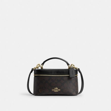Coach Outlet Rainer Crossbody Bag 18 In Signature Canvas - Preorder — Brass/Walnut/Black