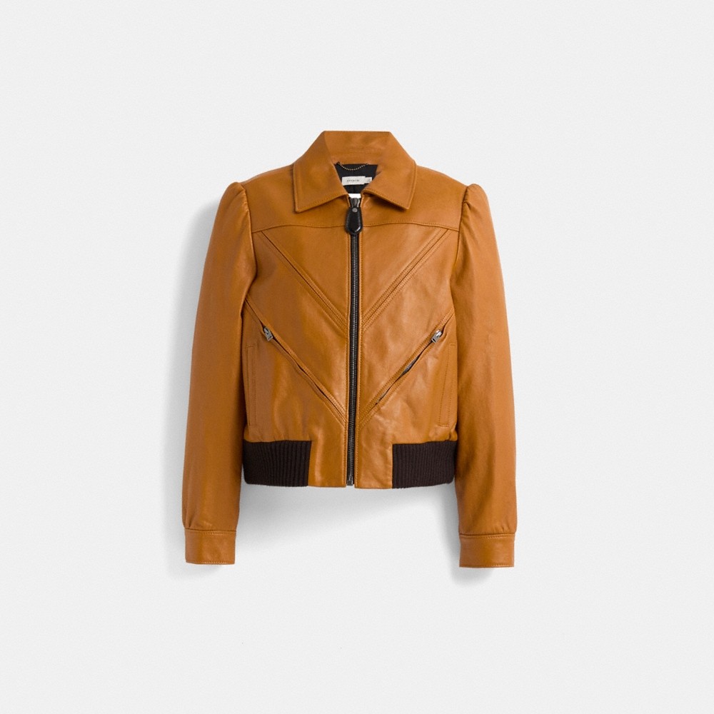 Coach Restored Leather Tailored Bomber Jacket With Piecing - Preorder