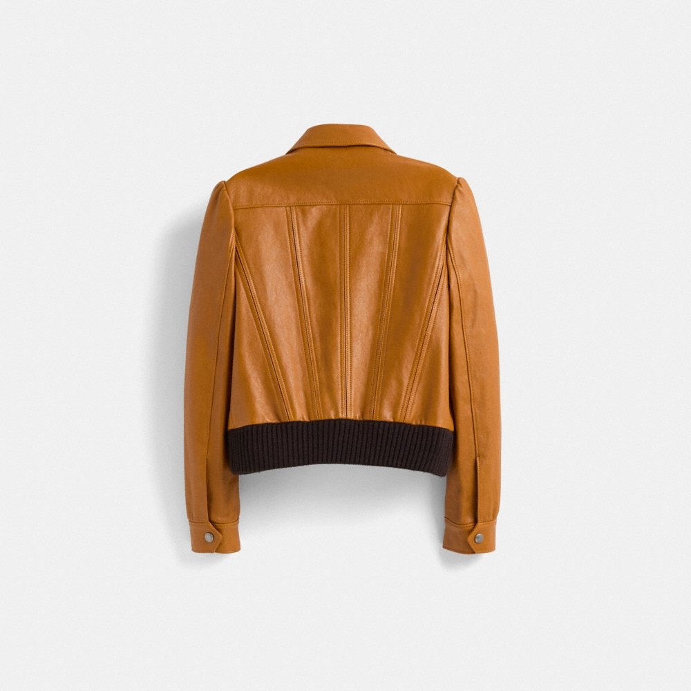 Coach Restored Leather Tailored Bomber Jacket With Piecing - Preorder
