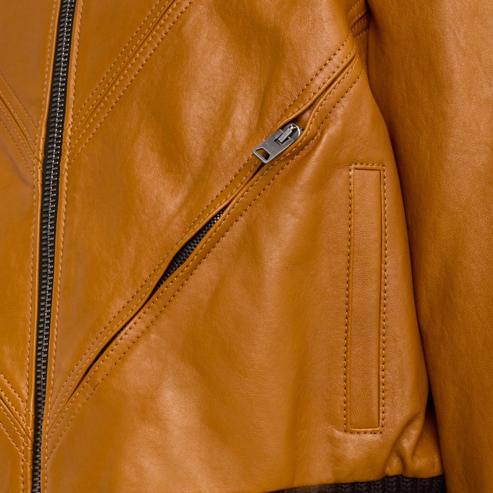 Coach Restored Leather Tailored Bomber Jacket With Piecing - Preorder