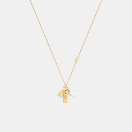 Coach Pearl Charm Pendant Necklace - Preorder — Brass/Pearl