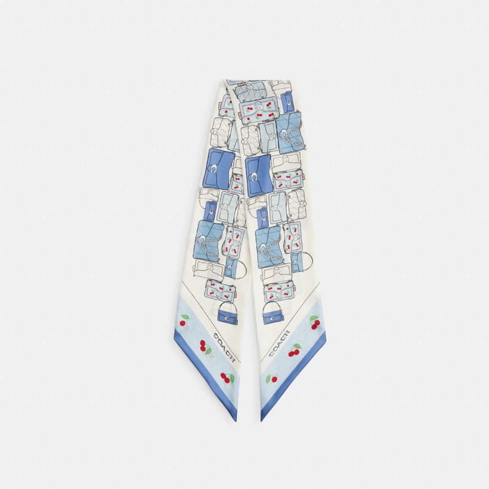 Coach Tabby Cherry Print Silk Wide Skinny Scarf - Preorder