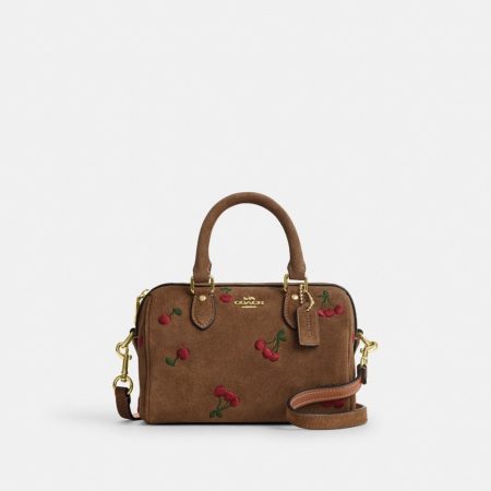 Coach Outlet Mini Rowan Crossbody Bag With Cherry Embroidery - Preorder — Brass/Cedar Multi