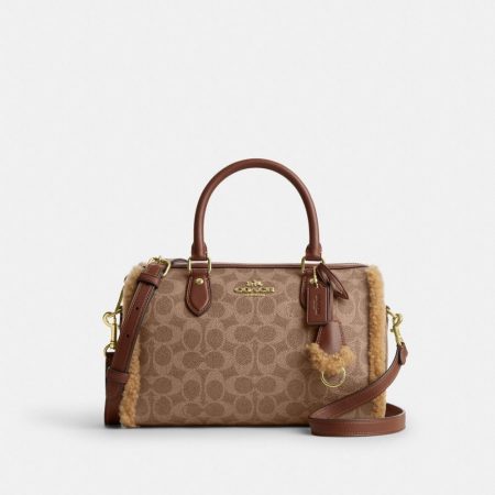 Coach Outlet Rowan Satchel Bag In Signature Canvas - Preorder — Brass/Tan/Natural