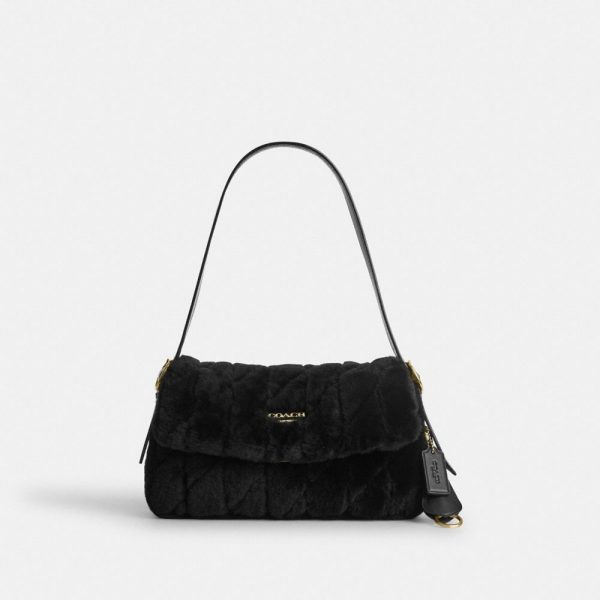 Coach Outlet Etta Small Flap Shoulder Bag In Shearling With Quilting - Preorder