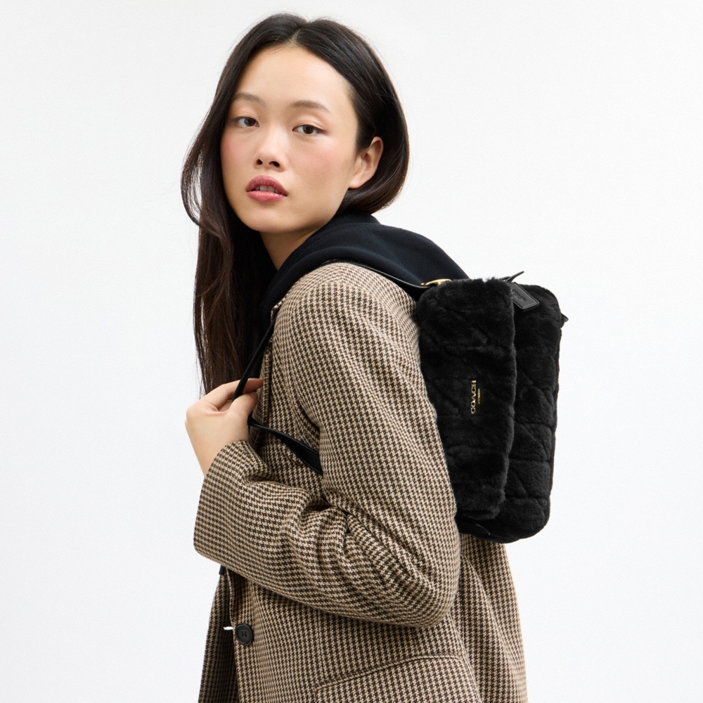 Coach Outlet Etta Small Flap Shoulder Bag In Shearling With Quilting - Preorder - Image 9