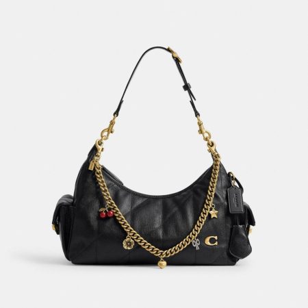 Coach Pocket Juliet Bag 30 With Quilting And Charms - Preorder — Brass/Black