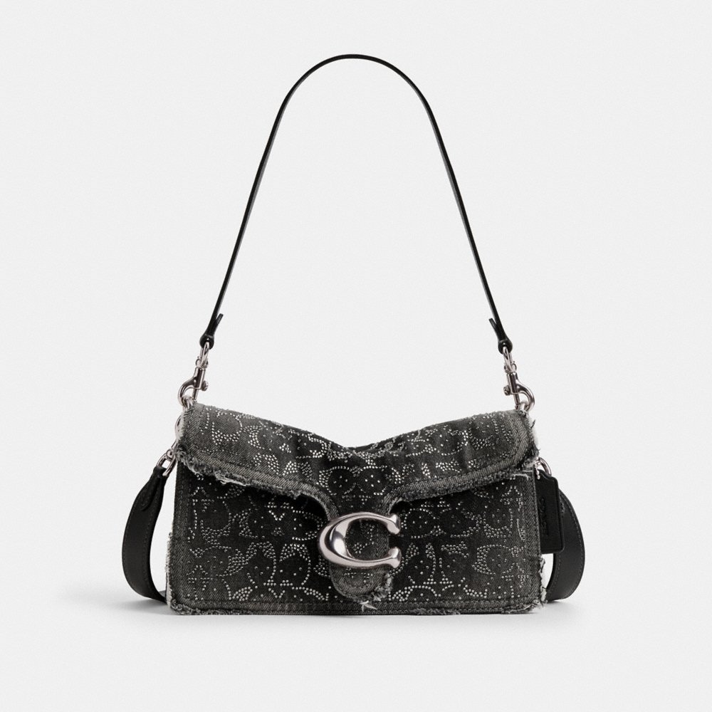 Coach Tabby Shoulder Bag 26 In Regenerative Cotton Denim With Loved Crystal Signature - Preorder