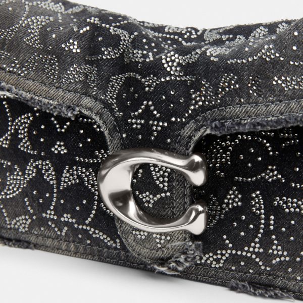 Coach Tabby Shoulder Bag 26 In Regenerative Cotton Denim With Loved Crystal Signature - Preorder