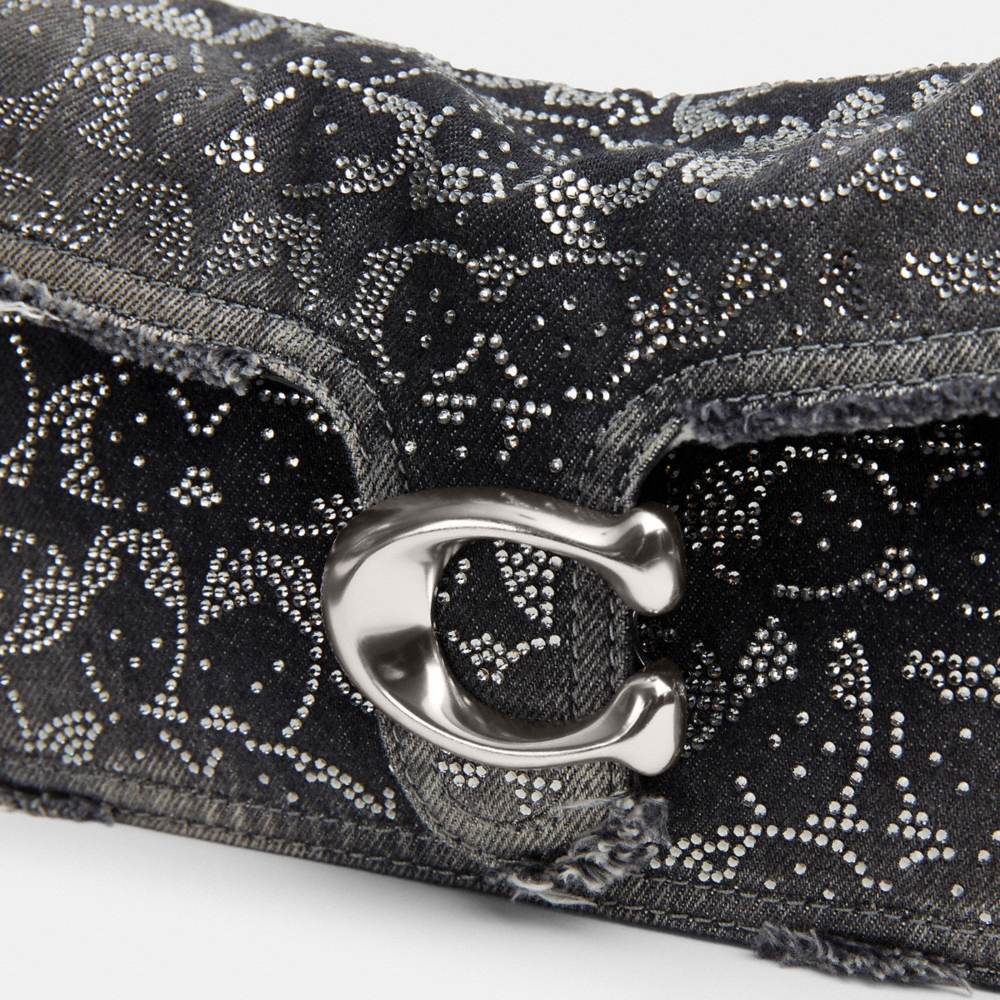 Coach Tabby Shoulder Bag 26 In Regenerative Cotton Denim With Loved Crystal Signature - Preorder