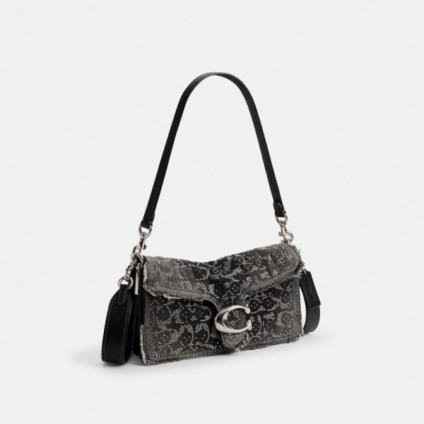 Coach Tabby Shoulder Bag 26 In Regenerative Cotton Denim With Loved Crystal Signature - Preorder