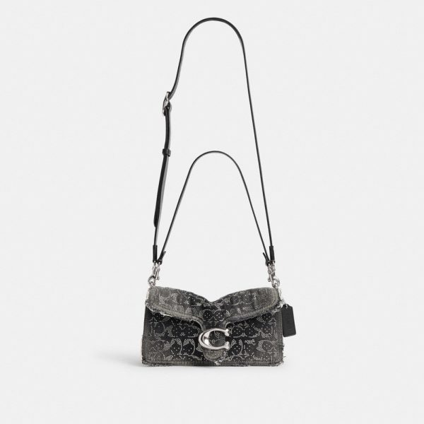 Coach Tabby Shoulder Bag 26 In Regenerative Cotton Denim With Loved Crystal Signature - Preorder