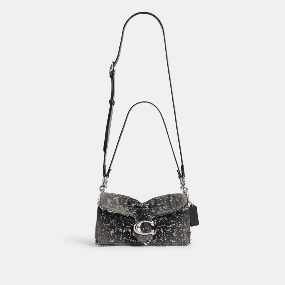 Coach Tabby Shoulder Bag 26 In Regenerative Cotton Denim With Loved Crystal Signature - Preorder