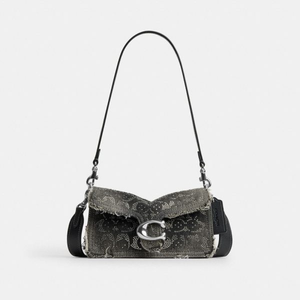 Coach Tabby Shoulder Bag 20 In Regenerative Cotton Denim With Loved Crystal Signature - Preorder
