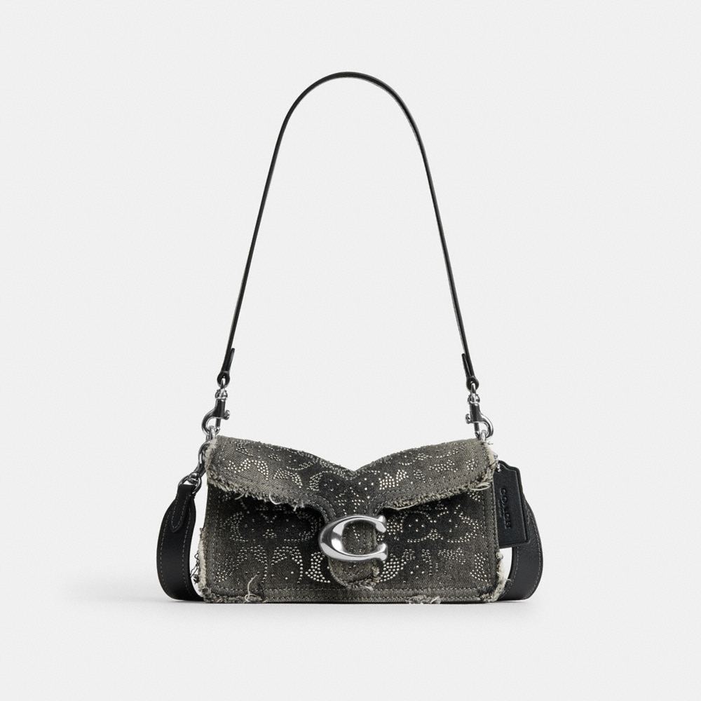 Coach Tabby Shoulder Bag 20 In Regenerative Cotton Denim With Loved Crystal Signature - Preorder