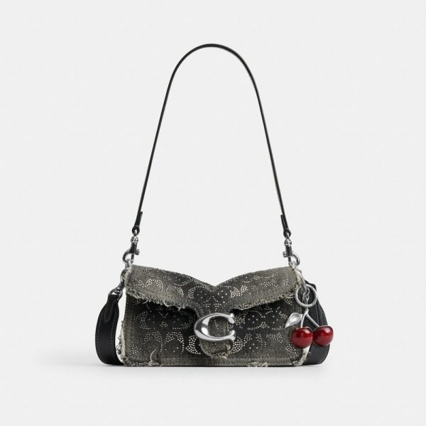 Coach Tabby Shoulder Bag 20 In Regenerative Cotton Denim With Loved Crystal Signature - Preorder
