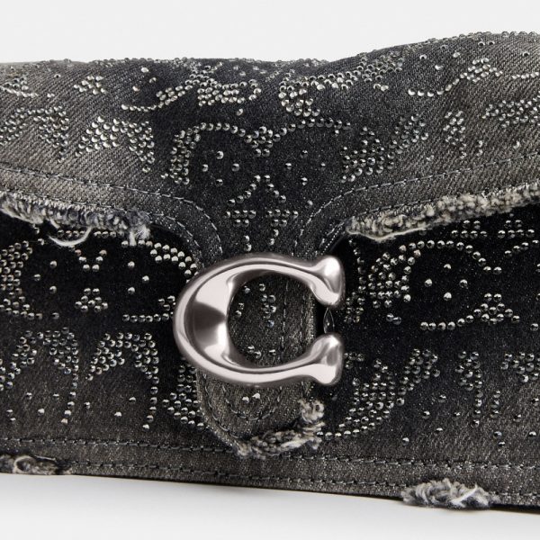 Coach Tabby Shoulder Bag 20 In Regenerative Cotton Denim With Loved Crystal Signature - Preorder
