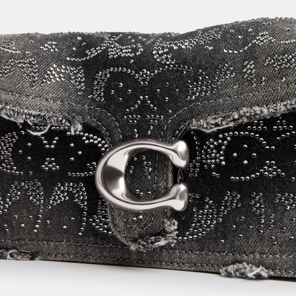 Coach Tabby Shoulder Bag 20 In Regenerative Cotton Denim With Loved Crystal Signature - Preorder