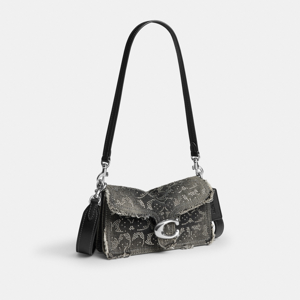 Coach Tabby Shoulder Bag 20 In Regenerative Cotton Denim With Loved Crystal Signature - Preorder