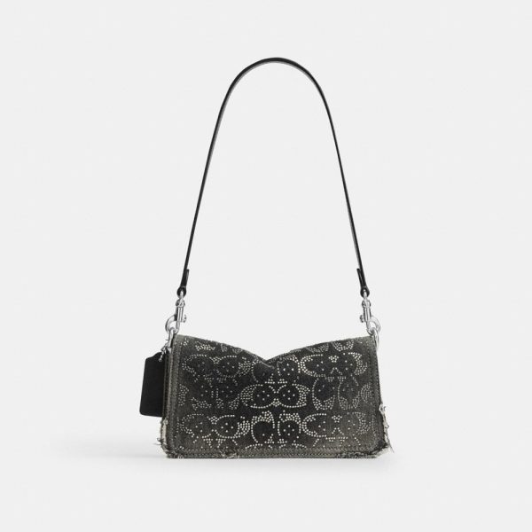 Coach Tabby Shoulder Bag 20 In Regenerative Cotton Denim With Loved Crystal Signature - Preorder