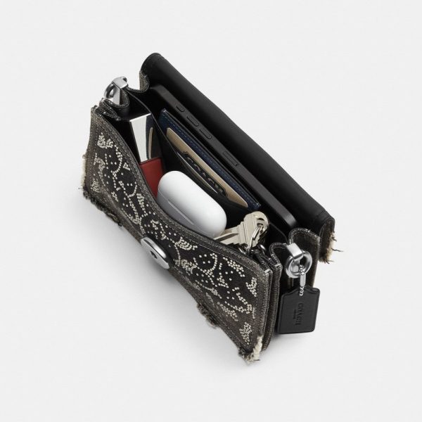 Coach Tabby Shoulder Bag 20 In Regenerative Cotton Denim With Loved Crystal Signature - Preorder