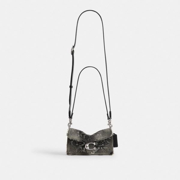 Coach Tabby Shoulder Bag 20 In Regenerative Cotton Denim With Loved Crystal Signature - Preorder