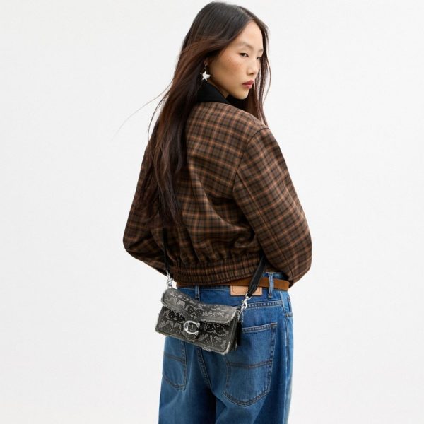 Coach Tabby Shoulder Bag 20 In Regenerative Cotton Denim With Loved Crystal Signature - Preorder