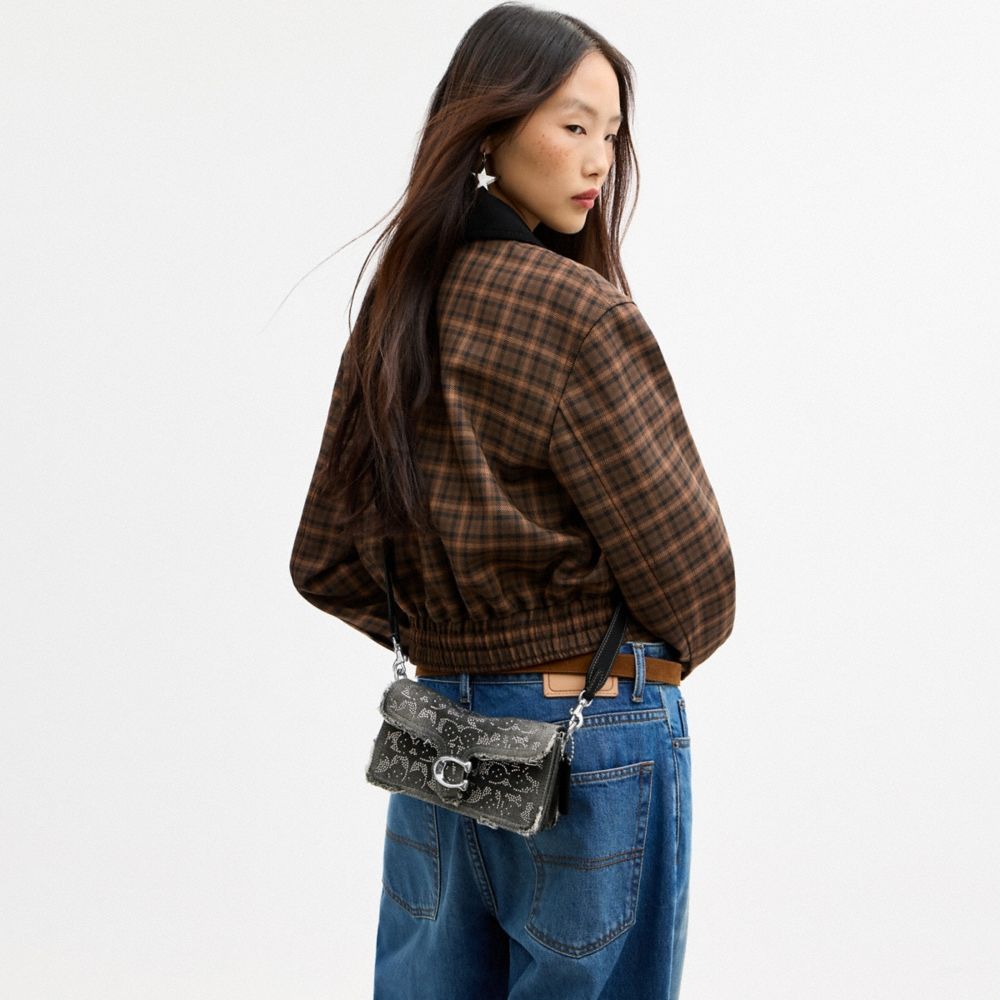 Coach Tabby Shoulder Bag 20 In Regenerative Cotton Denim With Loved Crystal Signature - Preorder