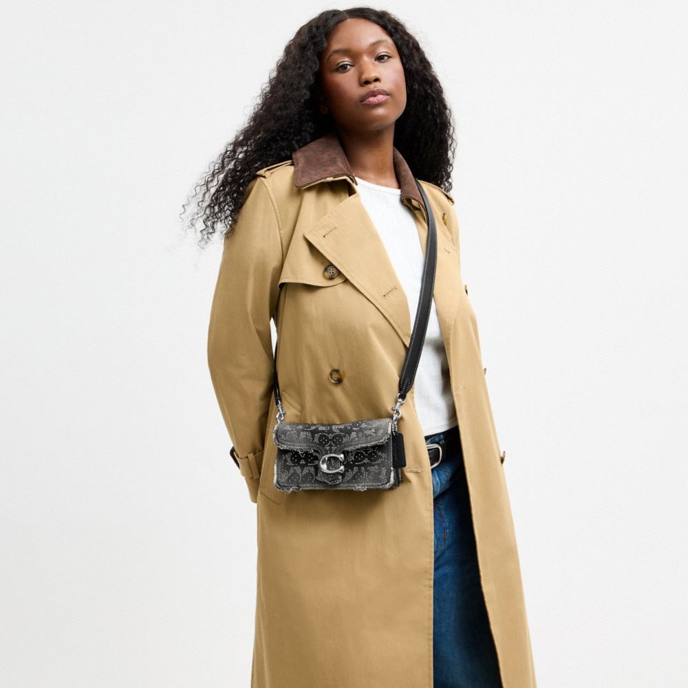 Coach Tabby Shoulder Bag 20 In Regenerative Cotton Denim With Loved Crystal Signature - Preorder