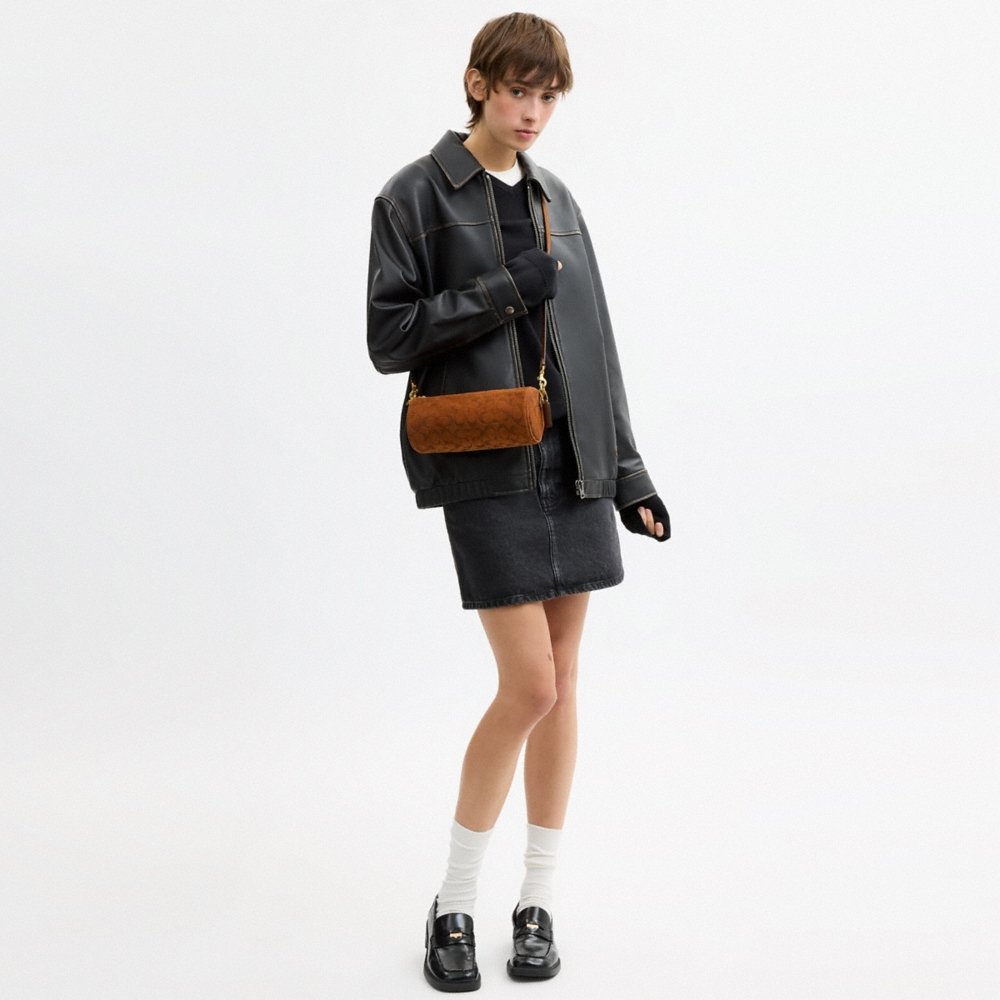 Coach Barrel Bag In Signature Suede - Preorder