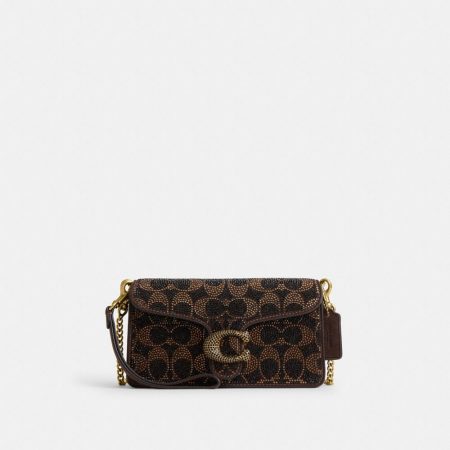 Coach Outlet Tabby Chain Crossbody Bag 19 With Crystal Signature - Preorder — Brass/Dark Chocolate