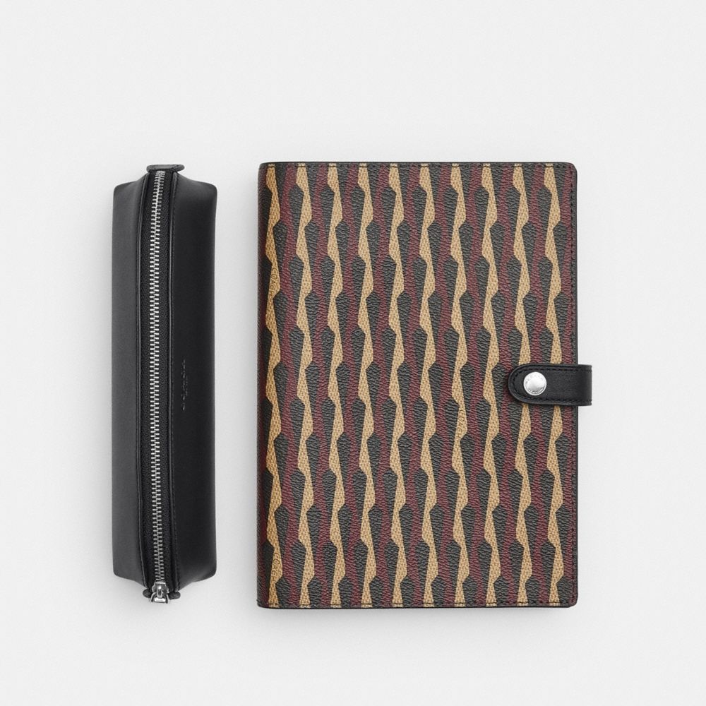 Coach Outlet Boxed Notebook And Pencil Case Set With Geometric Print - Preorder
