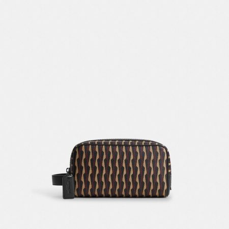Coach Outlet Small Travel Kit With Geometric Print - Preorder — Silver/Tan Multi