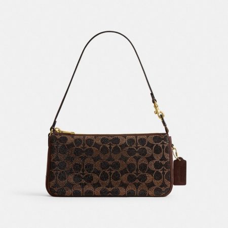 Coach Plaza Bag 25 With Crystal Signature - Preorder — Brass/Dark Chocolate