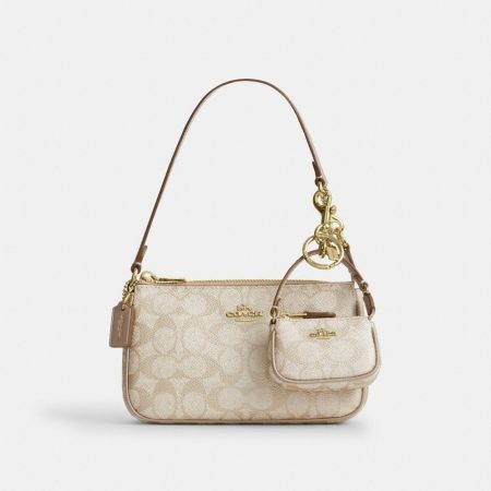 Coach Outlet Boxed Nolita 19 And Nolita Bag Charm Set In Signature Canvas - Preorder — Brass/Champagne