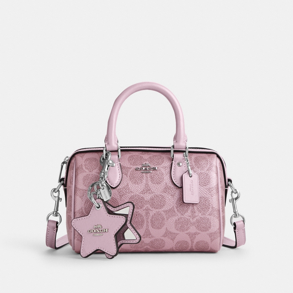 Coach Outlet Boxed Mini Rowan Crossbody Bag And Mirror Bag Charm Set In Signature Canvas - Preorder