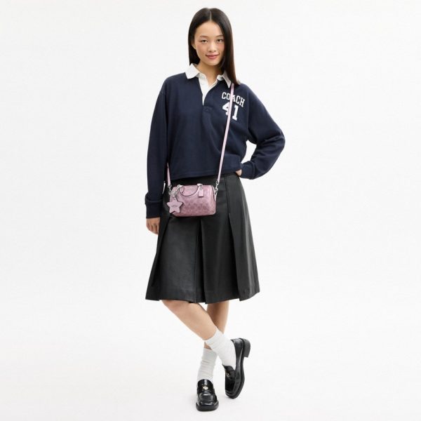 Coach Outlet Boxed Mini Rowan Crossbody Bag And Mirror Bag Charm Set In Signature Canvas - Preorder