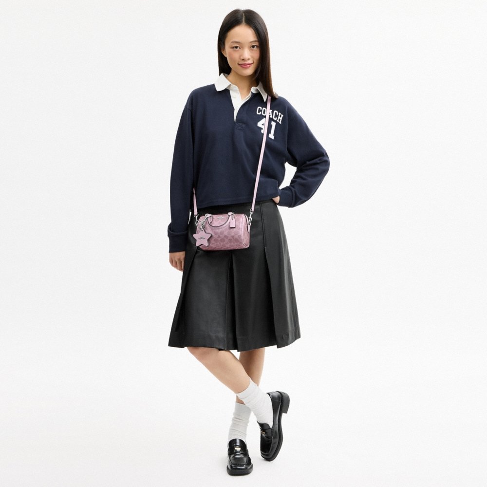 Coach Outlet Boxed Mini Rowan Crossbody Bag And Mirror Bag Charm Set In Signature Canvas - Preorder