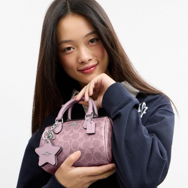 Coach Outlet Boxed Mini Rowan Crossbody Bag And Mirror Bag Charm Set In Signature Canvas - Preorder